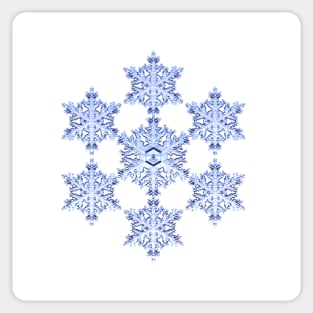 Blue Fractal Snowflake on White Sticker